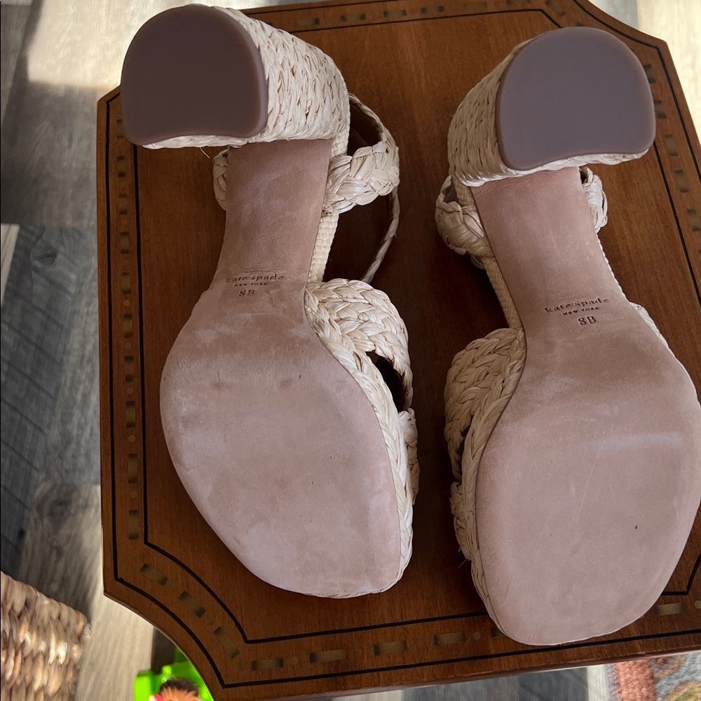 Kate Spade Beige Woven Wedges Disco model raffia dress sandals - Picture 4 of 4